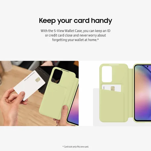 Vista 4 de Samsung Funda para teléfono Galaxy A54 5G S-View, funda protectora con ranura para tarjeta, ventana de visualización con toque de dedo, versión