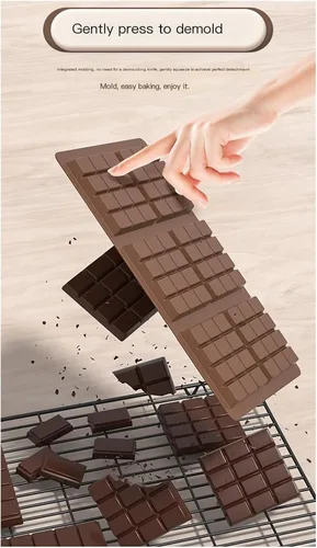 Vista 6 de Molde de silicona grande para barra de chocolate de 6.7 x 10.2 pulgadas, antiadherente, moldes de caramelo de cavidad profunda para hornear