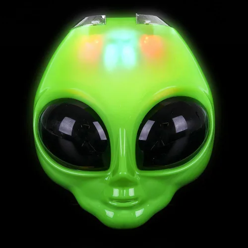 Vista 3 de Rhode Island Novelty Máscara alienígena verde iluminada de 8 pulgadas, una por pedido