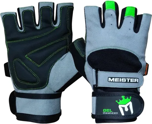 Vista 4 de Meister Guantes de levantamiento de pesas con relleno de gel Negro / Rojo