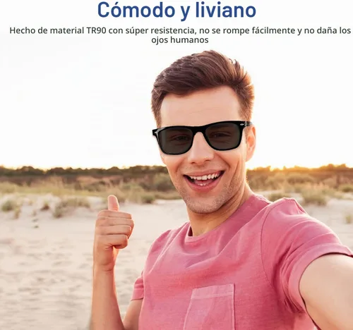 Vista 3 de Lentes inteligentes para hombres y mujeres, lentes de sol Negro-E13