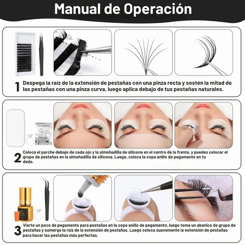 Vista 7 de ROADPLUM Kit profesional de extensión de pestañas, kit de limpieza de pestañas con pegamento para pestañas, removedor de pegamento, parches de gel