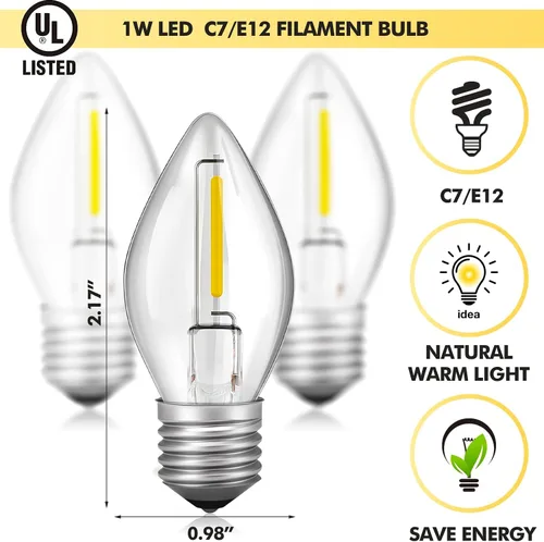 Vista 4 de Cable accesorio con bombillas LED, cable blanco de 14.8 pies con lámpara C7, enchufe de interruptor de encendido/apagado, fusibles de repuesto