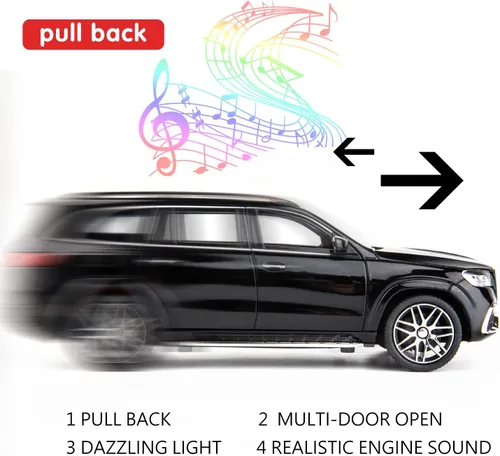 Vista 3 de WAKAKAC Modelo de automóvil fundido a presión GLS63 AMG 1/24 aleación coleccionable de juguete con luz y sonido, vehículo de juguete para adultos