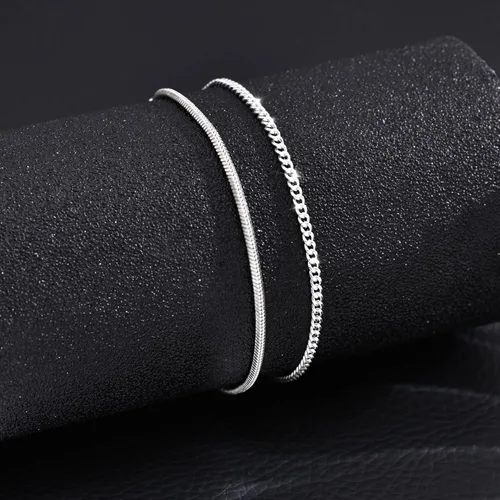 Vista 8 de Moodear Valentines Day Gifts for Him Stackable Bracelets for Men - Dainty Silver Cuban Link Stackable Snake Chain Stainless Steel Bracelets Trendy
