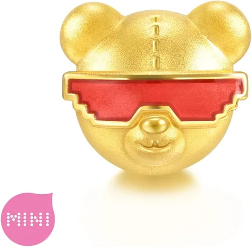 Vista 4 de CHOW SANG SANG 999 - Pulsera de oro macizo de 24 quilates con dije de oso para mujer, 93883C, Metal, no conocido