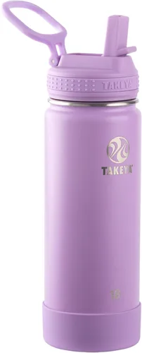 Vista 38 de Takeya Actives - Botella de agua con tapa con popote, duradera y de fácil cuidado, con aislamiento de acero inoxidable, tapa sin BPA con asa