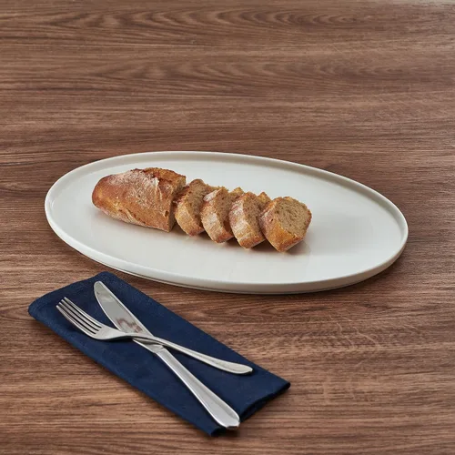 Vista 5 de Mikasa Samantha - Bandeja de porcelana de hueso ovalada ligera resistente a las astillas, 14 pulgadas, blanca