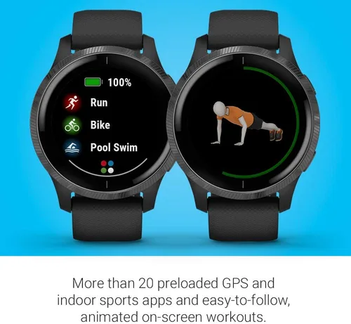 Vista 6 de Garmin 010-02173-11 Venu, GPS SmartWatch con pantalla táctil brillante, presenta música, monitoreo de energía corporal, entrenamientos animados