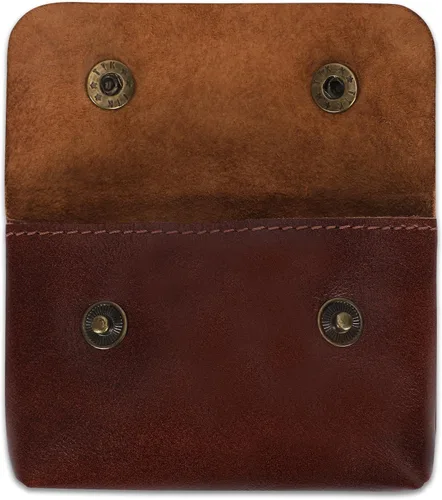 Vista 10 de Bolsa de cuero doble para monedas premium para efectivo y tarjetero, organizador de cables compacto, bolsa de maquillaje de viaje, hecha a mano