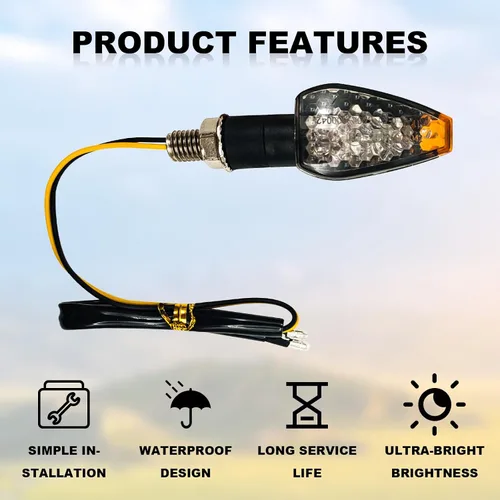 Vista 4 de 4PCS Mini Stalk Flecha Luz Motocicleta Señal de Giro Luces Luces Delanteras Luces Traseras Adecuado para todo tipo de locomotoras de 12V