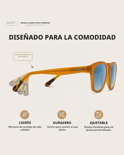 Vista 7 de WearMe Pro - Gafas de sol rectangulares grandes polarizadas retro para hombre Marco de cristal caramelo/lente azul degradado