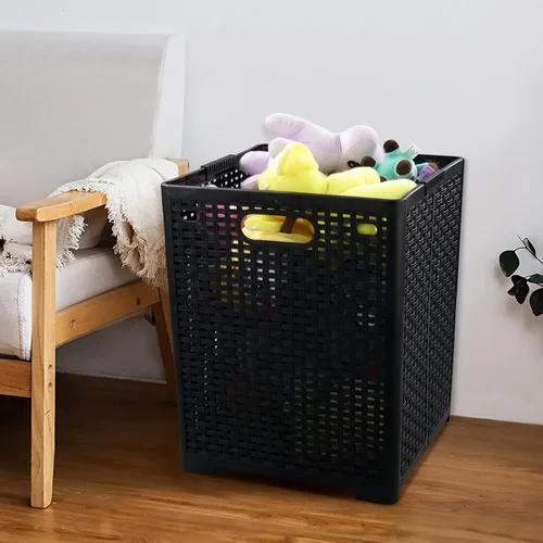 Vista 7 de Cesta de lavandería plegable de plástico de 42 litros, cesta de lavandería de plástico para toallas y ropa húmeda, 2 paquetes