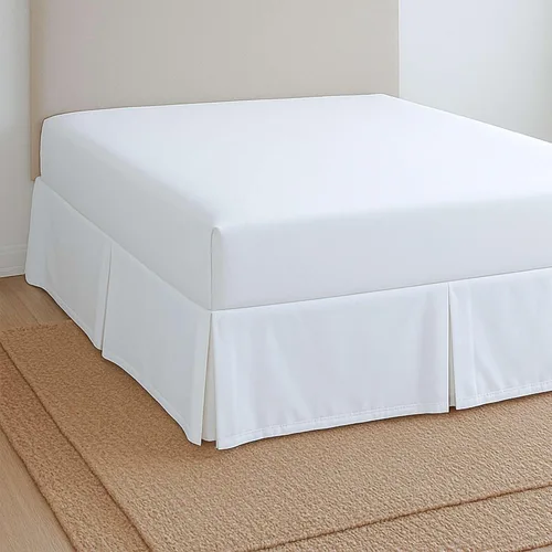 Vista 8 de Falda de cama plisada tamaño Full, fácil ajuste con caída entallada de 8 pulgadas, microfibra sin arrugas, ligera, aspecto clásico y limpio (blanco)