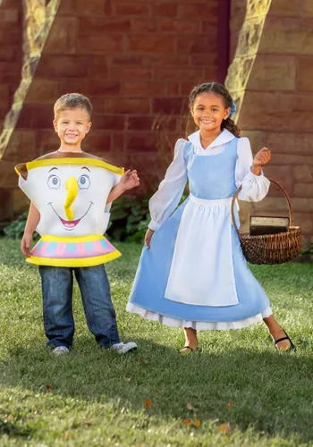 Vista 2 de Disfraz de Vestido Azul de Bella para Niños de La Bella y la Bestia de Disney Multicolor