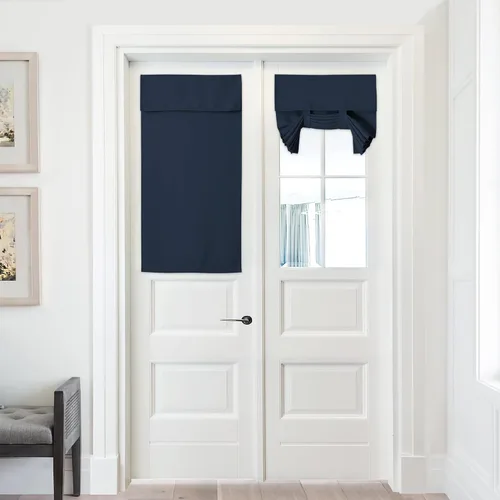 Vista 13 de PONY DANCE Cortinas de luz lateral, persianas opacas con aislamiento térmico para puerta francesa, puerta de vidrio de patio, 12 pulgadas de ancho x