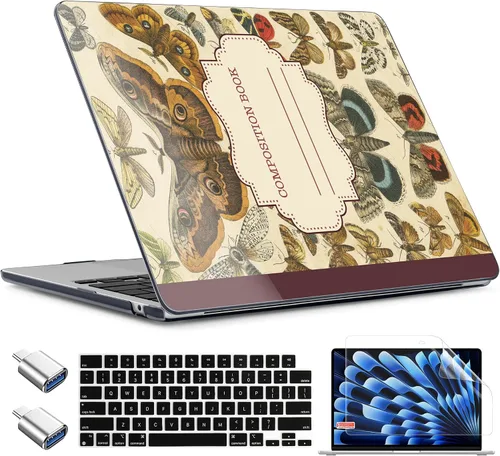 Vista 24 de TWOLSKOO Funda para MacBook Air de 15 pulgadas 2025 2024 2023 Release M4 A3241 M3 A3114 M2 A2941, carcasa rígida de plástico, protector de pantalla