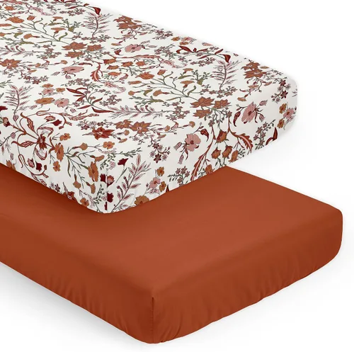 Vista 10 de Sweet Jojo Designs Orange Girl - Sábana bajera ajustable para cuna para bebé, recién nacido, habitación de bebé, colchón estándar óxido quemado