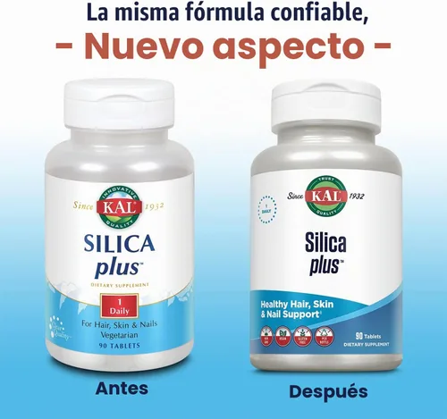 Vista 2 de KAL Silica Plus, Gel de Sílice con Extracto de Cola de Caballo, Apoyo para Cabello, Piel y Uñas Saludables, Máxima Absorción, Cabello Vibrante, Piel