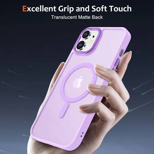 Vista 1408 de Anuck - Funda magnética para iPhone 11 compatible con MagSafe, carcasa trasera mate translúcida dura, borde de TPU, delgada, resistente a impactos