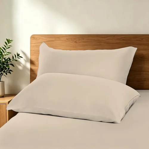 Vista 7 de Fundas de almohada de viscosa de bambú con cremallera, tamaño estándar, 2 Beige