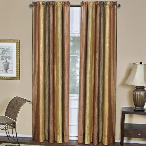 Vista 2 de PowerSellerUSA Designer Home - Paneles de cortina semitransparentes a rayas multicolor (beige, bufanda de 50 x 144 pulgadas)