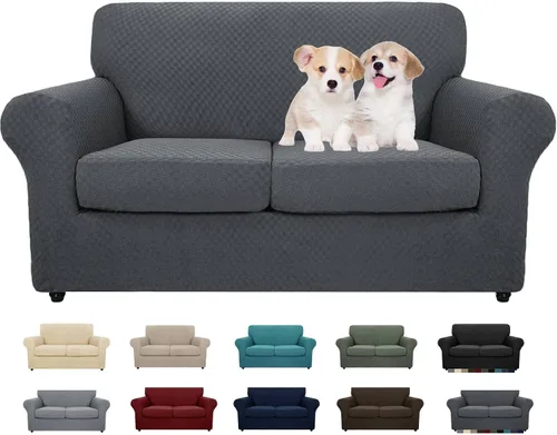 Vista 26 de MAXIJIN funda para sofá de 4 piezas, para sofás de 3 plazas, muy elástica, no se desliza, para perros, para mascotas, protector elástico de muebles