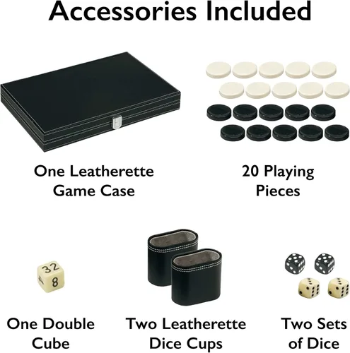 Vista 2 de Mainstreet Classics by GLD Products Juego de mesa Backgammon de 15 pulgadas, negro/blanco