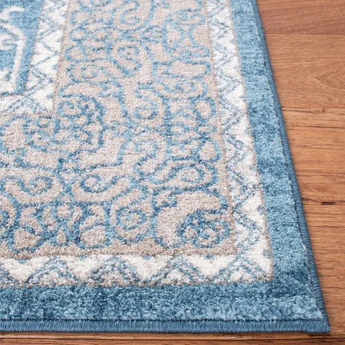 Vista 4 de SAFAVIEH Sofia Collection - Alfombra de pasillo de 2 pies 2 pulgadas x 8 pies, color azul y beige, diseño bohemio tribal envejecido, no desprende