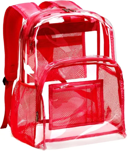 Vista 9 de Vorspack Mochila Transparente Resistente - Gran Mochila Transparente para Libros, Mochila Transparente para Trabajo Universitario, Negro, Grande