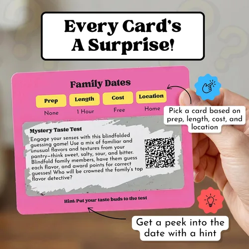 Vista 3 de Happy Duo Family Dates 40 Tarjetas de Rasca y Ganca – Actividades Divertidas y Ideas para Noches de Citas Familiares para Niños y Padres – Juego