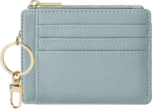 Vista 21 de Sodsay Estuche para tarjetas, cartera delgada con bolsillo frontal, para mujer, sujetatarjetas con llavero Slim, Front Pocket, Credit Card Holder