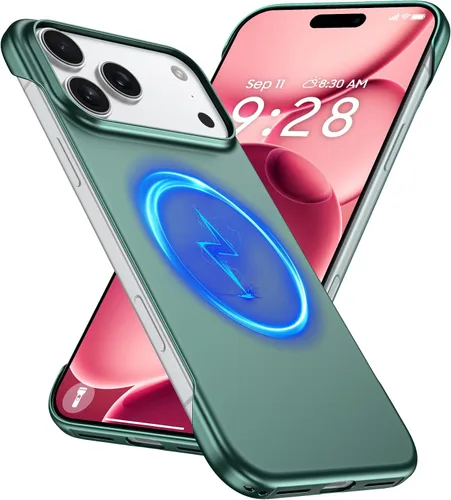 Vista 51 de GRECAZO Magnetic Frosted Frameless Case for iPhone 17 Pro Max, Silvery Tono plata