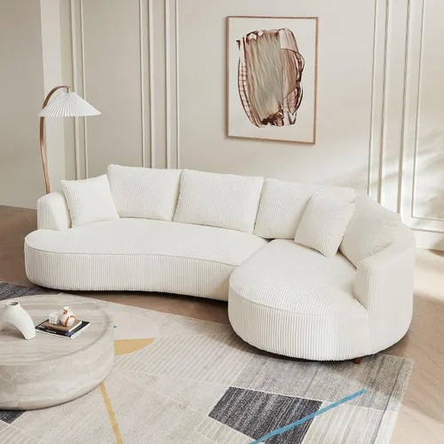 Vista 18 de Sofá Seccional Curvo de 106 pulgadas Sofá de Esponja con Chaise Lounge para Sala de Estar, Sofá Seccional Moderno en Forma de L, Sin Estructura