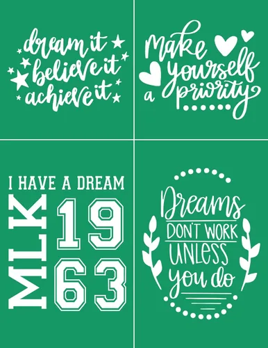 Vista 11 de DGAGA 17 Piezas Plantillas Inspiradoras de Serigrafía con Pasta de Tiza, Plantillas Adhesivas Motivacionales Reutilizables de Transferencias