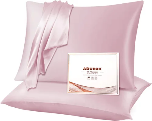 Vista 51 de Adubor Funda de almohada 100% de seda, fundas de almohada de seda de morera, 22 fibras de grado Momme 6A, funda de almohada de seda para la salud