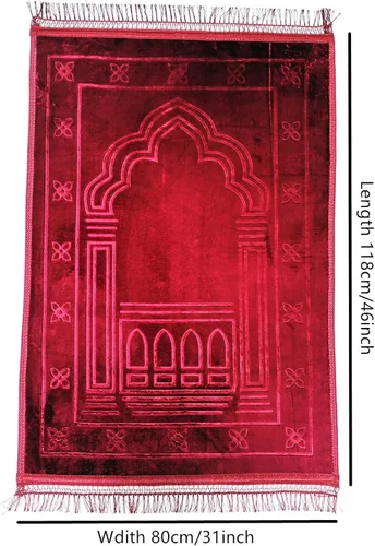 Vista 2 de Tapete de oración musulmana acolchado de lujo, más grueso, para niños, hombres y mujeres, con cuentas de oración, suave, ideal para rodillas