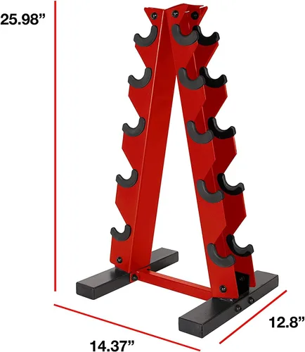 Vista 2 de CAP Barbell Juego de mancuernas de 150 libras con estante, serie Color Rojo