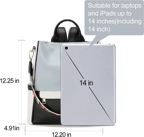 Vista 3 de Bolso de hombro tipo mochila de cuero para mujer, diseño grande y a la moda, para viajes