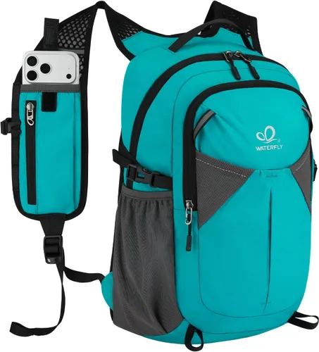 Vista 12 de WATERFLY Mochila pequeña y ligera con bolsillo para teléfono con correa Negro