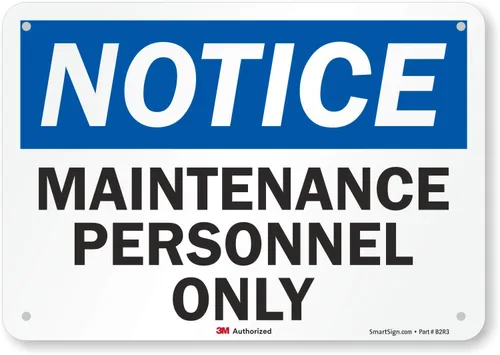 Vista 4 de SmartSign Letrero con texto en inglés "Aviso - Personal de Mantenimiento SOLAMENTE" 10 x 14 pulgadas de aluminio reflectante 3M