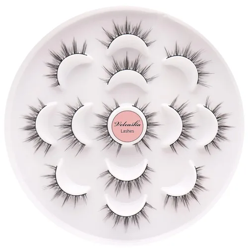Vista 11 de Veleasha Pestañas postizas de manga puntiagudas, 100% hechas a mano, aspecto natural, pestañas postizas ligeras con banda transparente suave