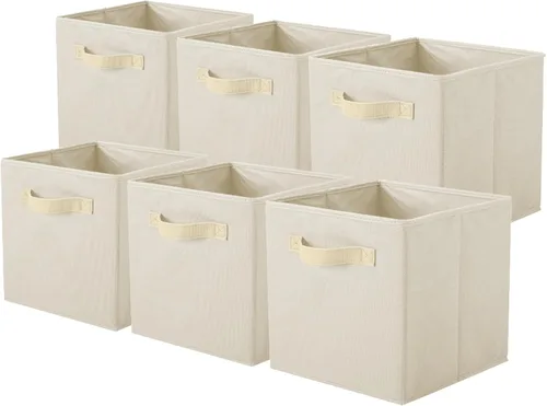 Vista 38 de PowerKing Cubos de almacenamiento plegables con asas, contenedores plegables de tela para estantes de armario, contenedores de almacenamiento
