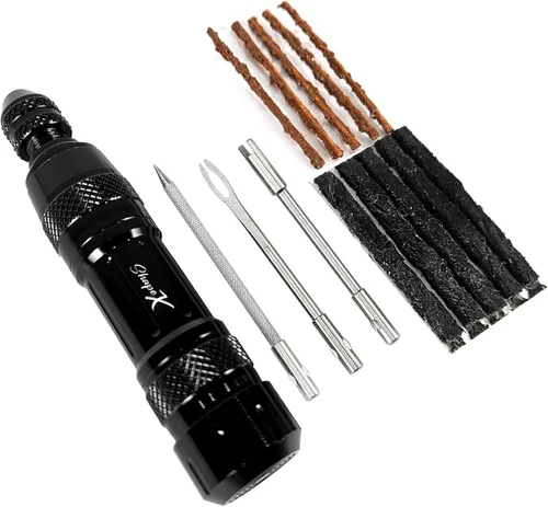 Vista 4 de ShapeX Kit de reparación de neumáticos sin cámara para bicicleta MTB Cycling - Escariador, herramienta de enchufe, núcleo de válvula, tiras