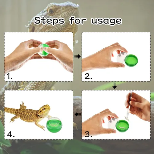 Vista 3 de 6 juguetes de alimentación de dragón barbudo, bolas interactivas de comida para lagartos, geckos y mascotas pequeñas