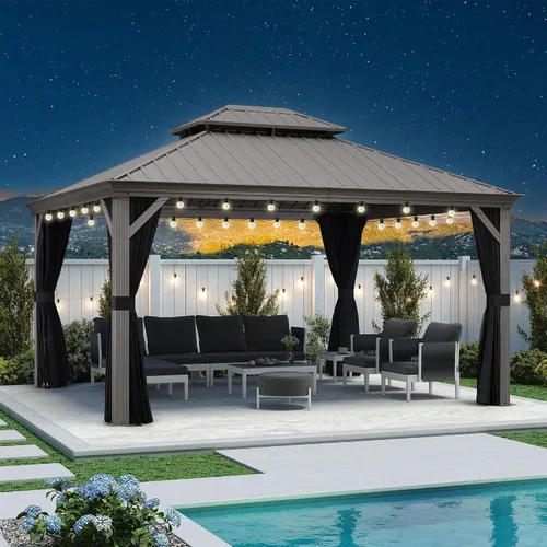 Vista 22 de PURPLE LEAF - Gazebo para exteriores de 10 x 12 pies, con sistema de drenaje