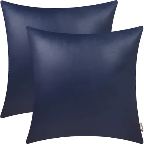 Vista 8 de BRAWARM Fundas de almohada de cuero sintético de 16 x 16 pulgadas - Juego de 2 fundas de almohada de cuero negro, fundas de almohada de cuero teñido