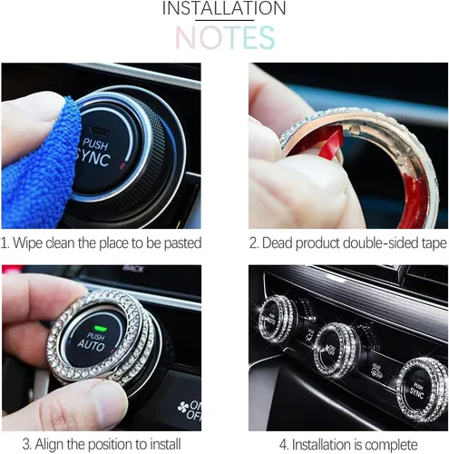 Vista 6 de 3 piezas de cubierta de perilla de interruptor de aire acondicionado brillante con cristales de rhinestone compatible con accesorios Honda 10ª