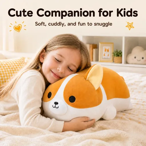 Vista 4 de Corgi - Peluche suave de perro Corgi, lindo Shiba Inu Akita, almohada de felpa para niños y niñas (15.7 pulgadas/15.7 in)