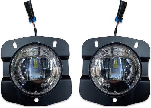 Vista 5 de Kozak Esquinas de plástico cromado con biseles y luces antiniebla LED con soportes (lado izquierdo del conductor y lado derecho del pasajero)